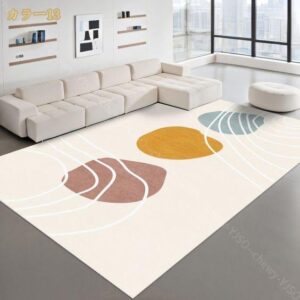 T2- Tapis - salon motifs bleu - jaune - rouge