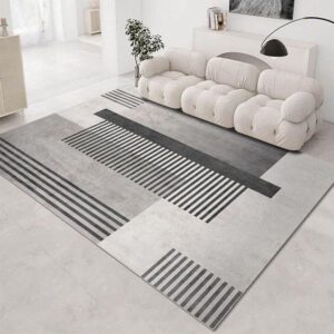 T7- Tapis - salon moderne rayure grise - noire