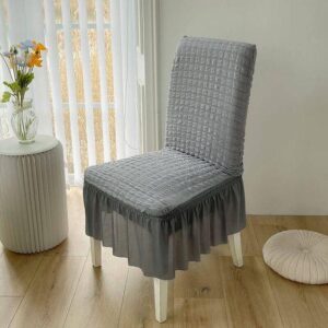 C93- Housse de chaise polycoton gris clair
