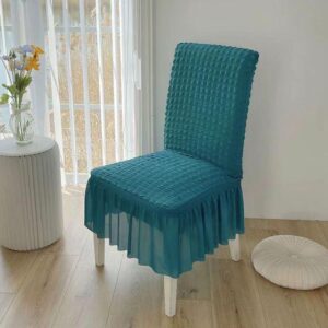 C91- Housse de chaise polycoton vert turquois