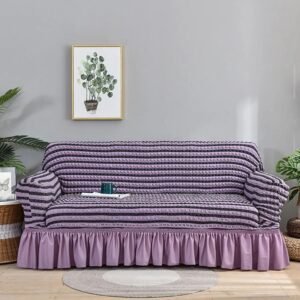 H10- Housse en polycoton violet rayure