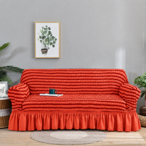 H08- Housse en polycoton orange rayure