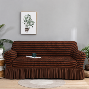 H11- Housse en polycoton marron chocolat rayure