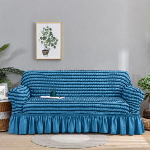 H09- Housse en polycoton bleu rayure